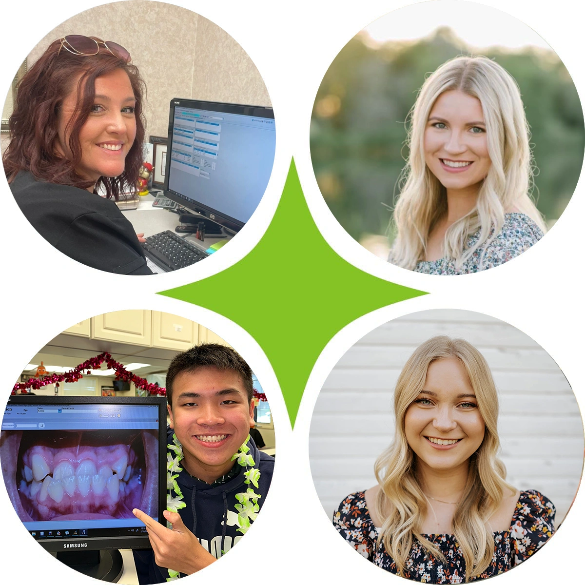 Happy patients smiling with braces